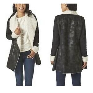 Wooly Bully Wear Wonderful Wrap Faux Suede Shearling Sherpa Jacket Large retro